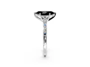Baguette Engagement Ring Setting for Fancy Black Marquise Center with Alternating Bar-Set Band and Prong Head in Platinum