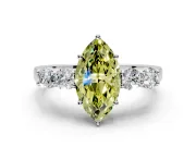 5 Stone Engagement Ring Setting for Fancy Yellow Marquise Center with Equal Close-Set Accents and Prong Head in Sterling Silver