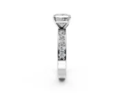 Solitaire Engagement Ring Setting for Princess Cut Center with Channel-Set Accents and Prong Head in Platinum