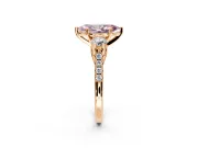 3 Stone Engagement Ring Setting for Fancy Pink Marquise Center with Crossover Basket, Pave Band and Prong Head in Rose Gold