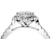 Floral Engagement Ring Setting for Princess Cut Center with Pave Band and Floral Prong Head in Sterling Silver