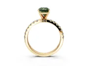 Open Basket Engagement Ring Setting for Fancy Green Radiant Cut Center with Pave Band and Prong Head in Yellow Gold