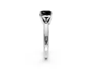 Solitaire Engagement Ring Setting for Fancy Black Cushion Cut Center with Wire Band and Prong Head in Platinum