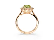 Starburst Halo Engagement Ring Setting for Fancy Yellow Round Cut Center with Thin Round-Wire Band and Prong Head in Rose Gold