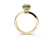 Solitaire Engagement Ring Setting for Fancy Green Princess Cut Center with Plain Band and Tulip Prong Head in Yellow Gold