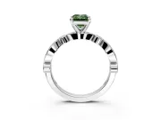 Solitaire Engagement Ring Setting for Fancy Green Emerald Cut Center with Milgrain Bezel Accents and Prong Head in Platinum