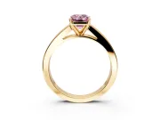 Solitaire Engagement Ring Setting for Fancy Pink Emerald Cut Center with Princess Cut Channel Band and Prong Head in Yellow Gold