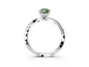 Side Accent Engagement Ring Setting for Fancy Green Pear-Shaped Center with Accent Shoulders and Prong Head in Sterling Silver