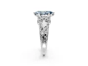 Solitaire Engagement Ring Setting for Fancy Blue Marquise Center with Filigree Accent Basket and Prong Head in Platinum