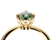Minimalist Solitaire Engagement Ring Setting for Fancy Green Pear-Shaped Center with Thin Band and Prong Head in Yellow Gold