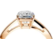 Solitaire Engagement Ring Setting for Radiant Cut Center with Open Cathedral Shoulders and Prong Head in Rose Gold