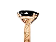 Solitaire Engagement Ring Setting for Fancy Black Pear-Shaped Center with Engraved Milgrain Band and Prong Head in Rose Gold