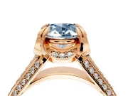 Solitaire Engagement Ring Setting for Fancy Blue Oval Center with Accented Split Shank and Prong Head in Rose Gold