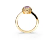 Halo Engagement Ring Setting for Fancy Pink Marquise Center with Inner Milgrain Border and Prong Head in Yellow Gold