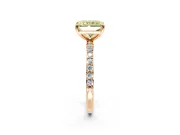 Solitaire Engagement Ring Setting for Fancy Yellow Radiant Cut Center with Pave Accents and Prong Head in Rose Gold