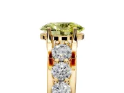 Solitaire Engagement Ring Setting for Fancy Yellow Oval Center with Graduated Shared Prongs and Prong Head in Yellow Gold