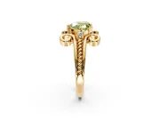 Solitaire Engagement Ring Setting for Fancy Yellow Heart-Shaped Center with Twisted Band and Scroll Prong Head in Yellow Gold