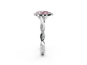 Halo Engagement Ring Setting for Fancy Pink Pear-Shaped Center with Pave and Plain Twist Band and Prong Head in Sterling Silver