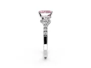Solitaire Engagement Ring Setting for Fancy Pink Radiant Cut Center with Crossover Accents and Prong Head in Sterling Silver