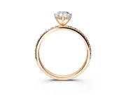 Hidden Halo Engagement Ring Setting for Pear-Shaped Center with Pave Band and Prong Head in Rose Gold