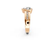 Halo Engagement Ring Setting for Heart-Shaped Center with Wide Band, Inlaid Accent Row and Prong Head in Rose Gold