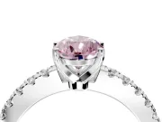 Solitaire Engagement Ring Setting for Fancy Pink Pear-Shaped Center with Single Row Accent Band and Prong Head in White Gold