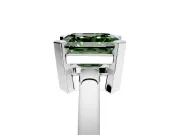 Solitaire Engagement Ring Setting for Fancy Green Asscher Cut Center with Plain Band and Flat Tab Prong Head in White Gold