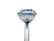 Solitaire Engagement Ring Setting for Fancy Blue Princess Cut Center with Plain Band, Open Basket and Prong Head in Sterling Silver