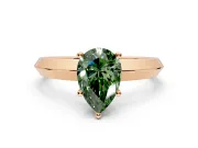Solitaire Engagement Ring Setting for Fancy Green Pear-Shaped Center with Wide Knife Ridge Band and Prong Head in Rose Gold