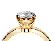 Solitaire Engagement Ring Setting for Oval Center with Plain Band and Tulip Prong Head in Yellow Gold