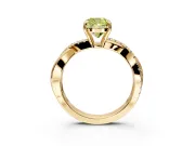 Crossover Engagement Ring Setting for Fancy Yellow Cushion Cut Center with Pave and Plain Strands and Prong Head in Yellow Gold