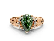 Solitaire Engagement Ring Setting for Fancy Green Pear-Shaped Center with Filigree Accent Basket and Prong Head in Rose Gold