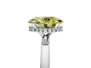 Hidden Halo Engagement Ring Setting for Fancy Yellow Oval Center with Plain Band and Tall Prong Head in Sterling Silver