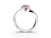 Bezel Engagement Ring Setting for Fancy Pink Cushion Cut Center with Wide Channel-Set Band and Bezel Head in Platinum