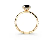 Hidden Halo Engagement Ring Setting for Fancy Black Oval Center with Pave Band and Prong Head in Yellow Gold