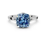 Solitaire Engagement Ring Setting for Fancy Blue Cushion Cut Center with Plain Split Shank and Prong Head in Sterling Silver