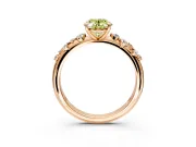 Cluster Engagement Ring Setting for Fancy Yellow Oval Center with Round Cut Accent Band and Prong Head in Rose Gold
