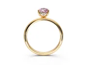Hidden Halo Engagement Ring Setting for Fancy Pink Pear-Shaped Center with Thin Round-Wire Band and Prong Head in Yellow Gold