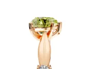 Solitaire Engagement Ring Setting for Fancy Yellow Heart-Shaped Center with Carved Leaf Shoulders and Prong Head in Rose Gold