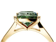 Solitaire Engagement Ring Setting for Fancy Green Princess Cut Center with Tapered Shoulders and Prong Head in Yellow Gold