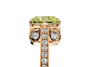 Cathedral Engagement Ring Setting for Fancy Yellow Radiant Cut Center with Antique-Style Pave Band and Prong Head in Rose Gold