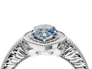 Milgrain Halo Engagement Ring Setting for Fancy Blue Marquise Center with Pave Band and Prong Head in White Gold