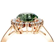 Starburst Halo Engagement Ring Setting for Fancy Green Round Cut Center with Flat Cathedral Band and Prong Head in Rose Gold