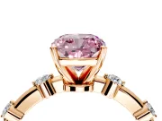 Solitaire Engagement Ring Setting for Fancy Pink Cushion Cut Center with Bezel Station Band and Prong Head in Rose Gold