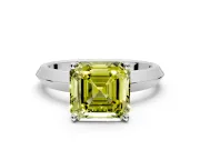 Solitaire Engagement Ring Setting for Fancy Yellow Asscher Cut Center with Wide Knife Ridge Band and Prong Head in Platinum