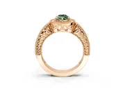 Milgrain Halo Engagement Ring Setting for Fancy Green Marquise Center with Pave Band and Prong Head in Rose Gold
