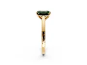 Solitaire Engagement Ring Setting for Fancy Green Emerald Cut Center with Flat-Sided Plain Band and Prong Head in Yellow Gold