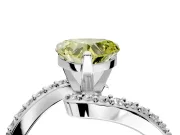 Solitaire Engagement Ring Setting for Fancy Yellow Heart-Shaped Center with Pave Bypass Swirl Band and Prong Head in Sterling Silver