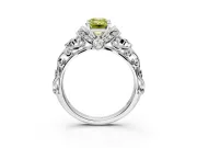 Solitaire Engagement Ring Setting for Fancy Yellow Emerald Cut Center with Filigree Band and Prong Head in Platinum