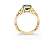 Split Shank Engagement Ring Setting for Fancy Green Asscher Cut Center with Pave Split Shank and Prong Head in Yellow Gold